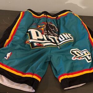 Replica Pistons Teal and Black Athletic Shorts